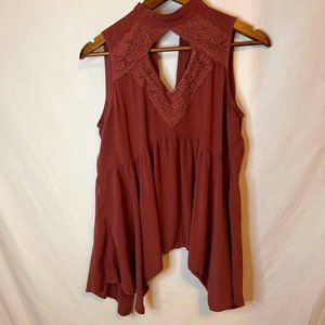 Lace Cut-Out Flowy Blouse